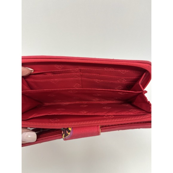 Vera Bradley Georgia Turnlock Wallet Rumba RFID Zip Around Red Floral Quilted - Picture 5 of 8